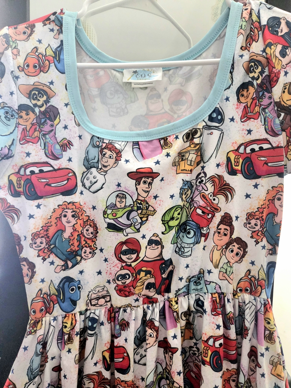 Girls' Multi-Character Print Scoop Neck Dress